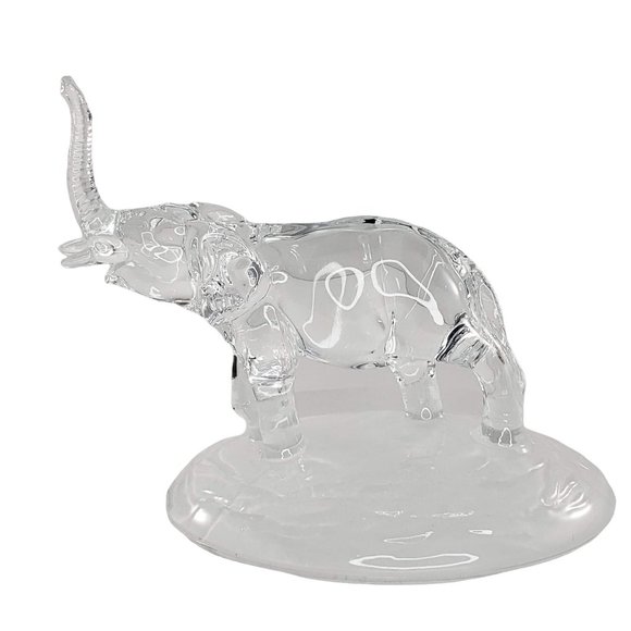 Cristal d'Arques Elephant Figurine 24% Lead Crystal Glass France Lucky Trunk Up - Picture 1 of 7
